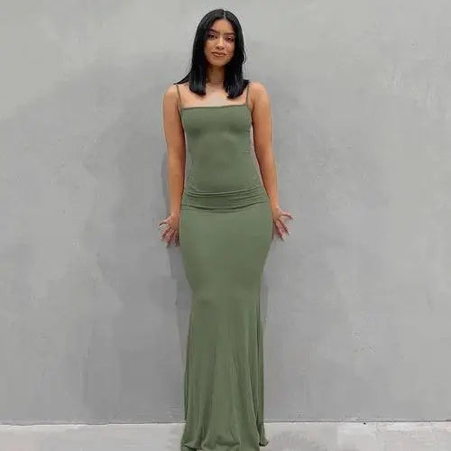 Satin Slip Sleeveless Backless Maxi Dress Women 2025 Y2K Summer - SS69