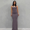 Satin Slip Sleeveless Backless Maxi Dress Women 2025 Y2K Summer - SS69