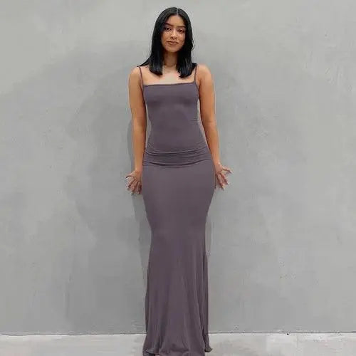 Satin Slip Sleeveless Backless Maxi Dress Women 2025 Y2K Summer - SS69