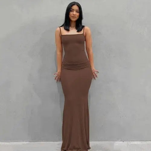 Satin Slip Sleeveless Backless Maxi Dress Women 2025 Y2K Summer - SS69