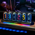 Night Light DIY Nixie Tube Clock Kit Simulation, Digital Clock APP Time Calibration, 3 Light Mode, 12/24h Display IPS