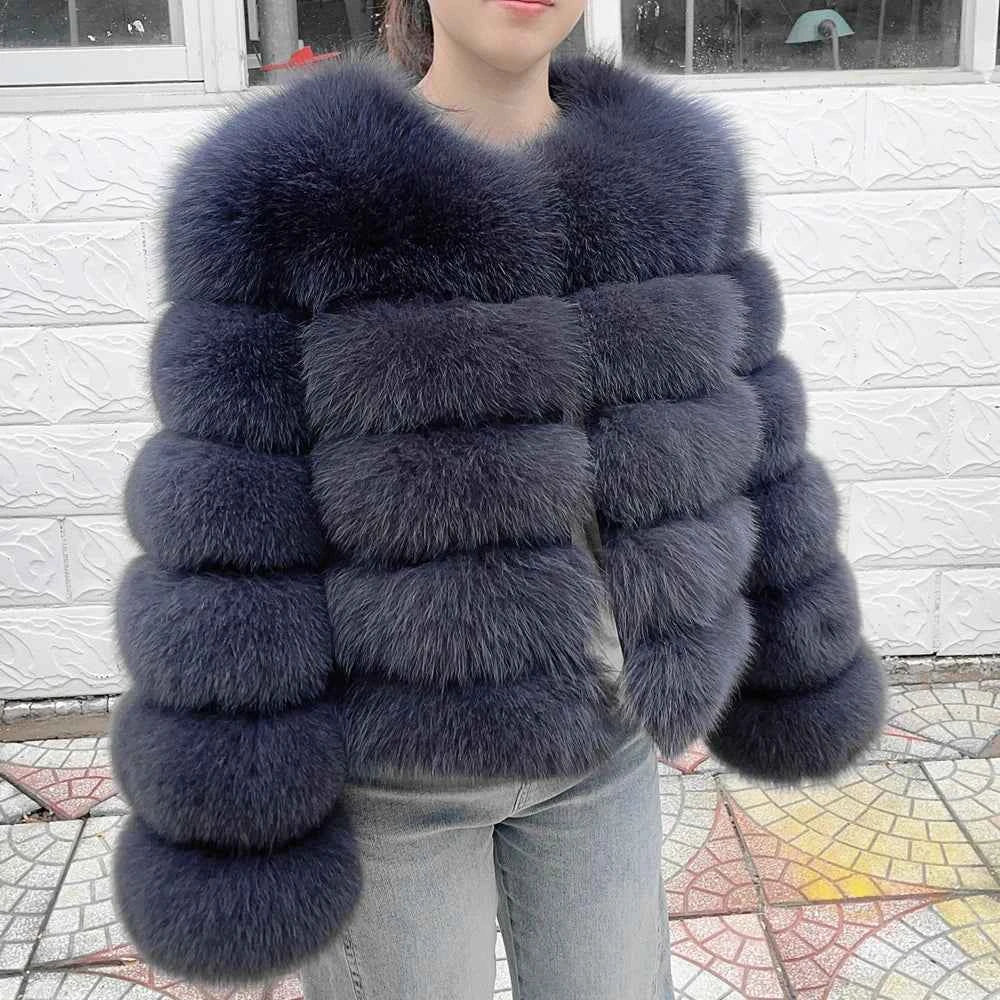QUEENTINA Fox Fur Coat Real Winter Women'S Fashion Brown 2025 Leather And Skin Clothing Natural New In Coats & Jackets Outerwear