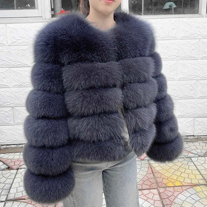 QUEENTINA Fox Fur Coat Real Winter Women'S Fashion Brown 2025 Leather And Skin Clothing Natural New In Coats & Jackets Outerwear