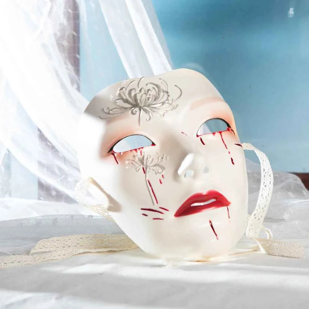 SS69 Ancient Style Full Face Mask, White Retro Hanfu Costume Prop for Adults