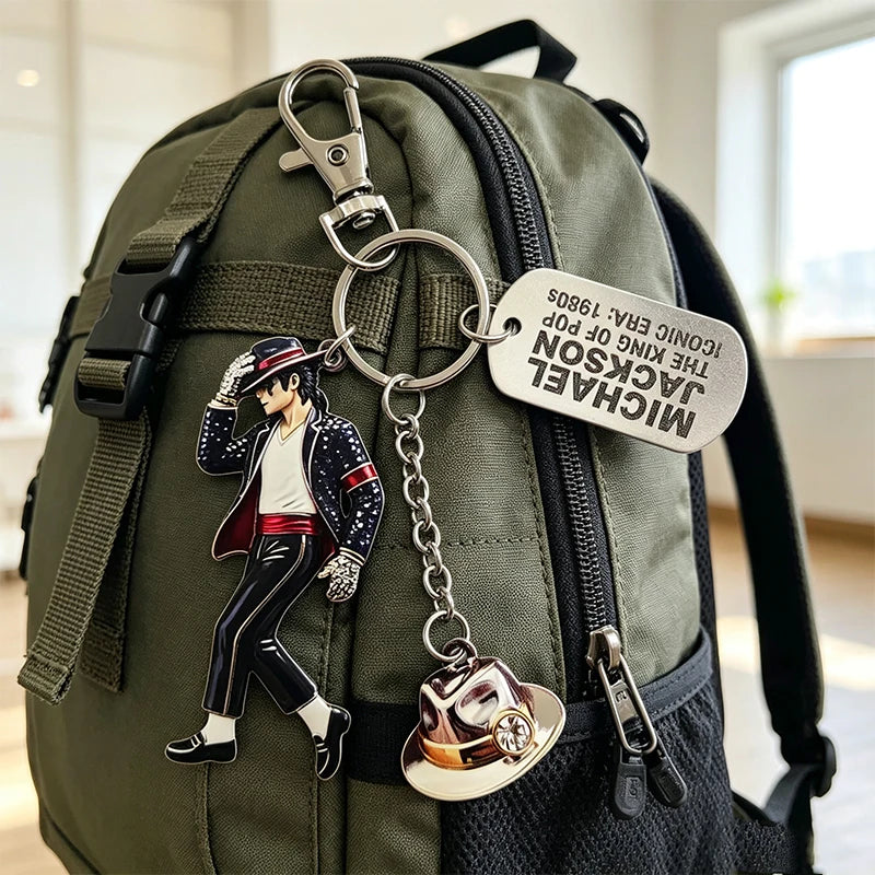 Michael Jackson Keychain Classic Dance King Pendant Key Ring Fashion Singer Key Chain Music Idol Keychain For Home Decoration