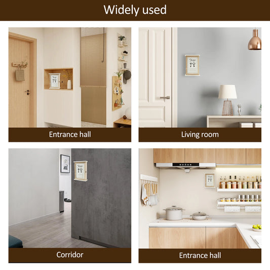 Wooden Wall Key Holder Cabinet with 6 Hooks for Entryway Storage Box