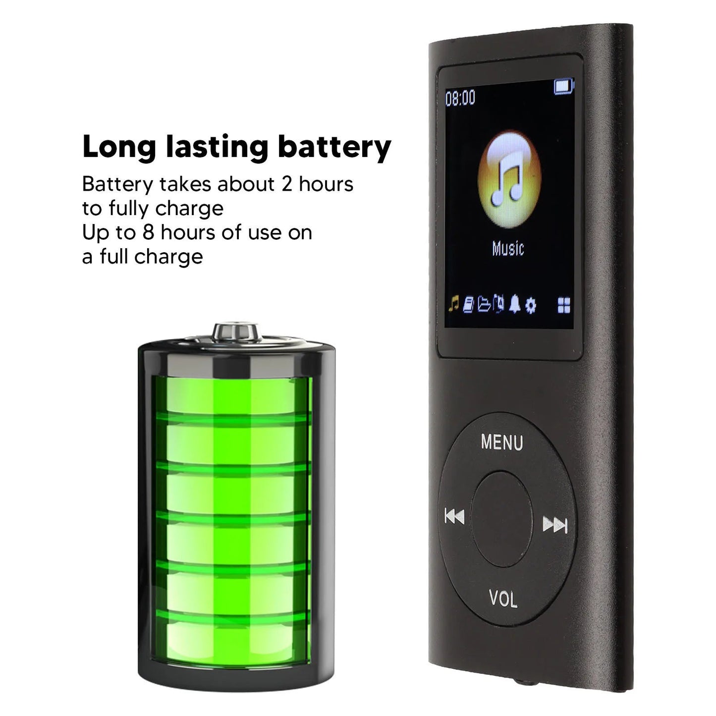 MP3 Player Stylish Multifunctional Lossless Sound Slim 1.8 Inch LCD Screen Portable MP3 Music Player SS69