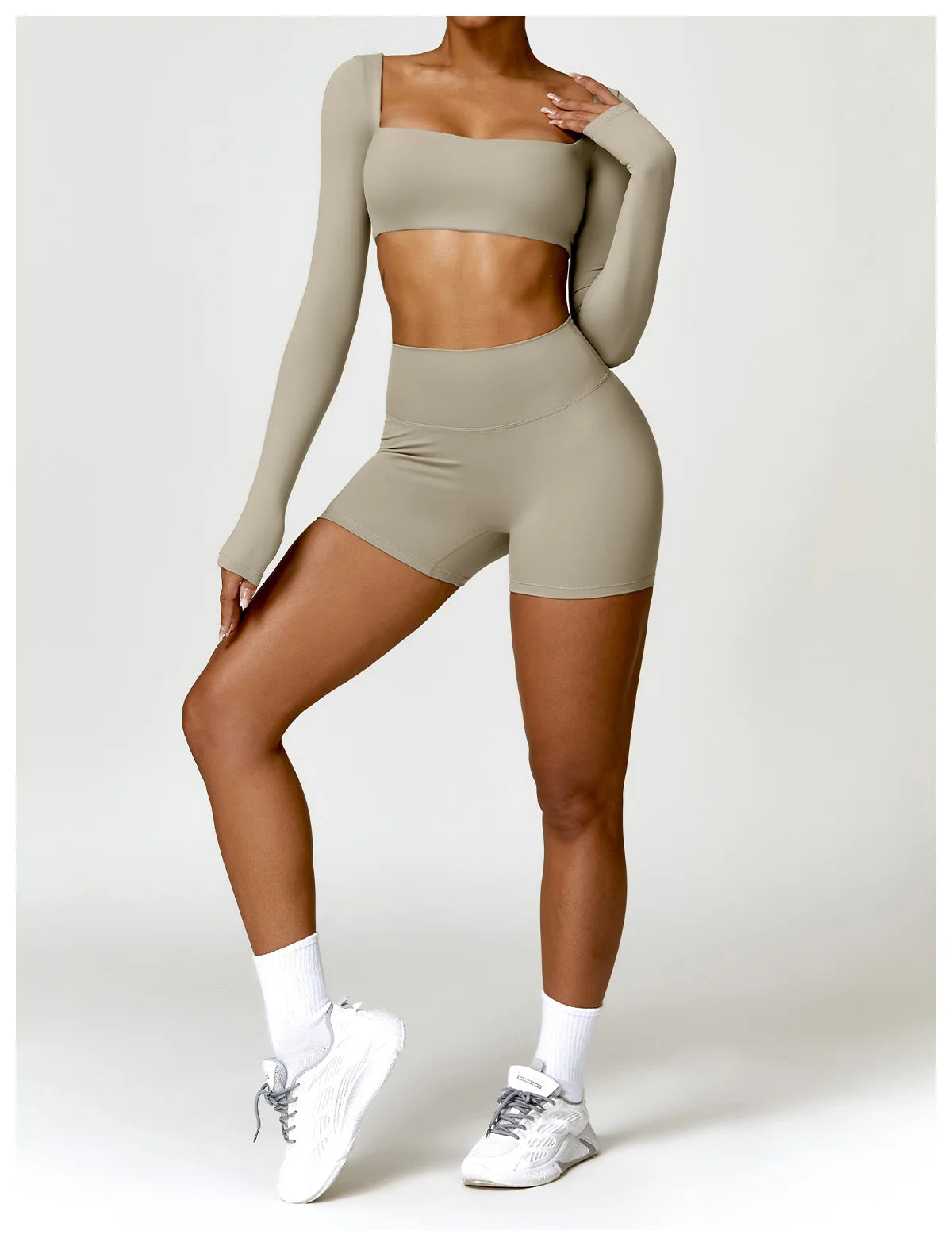 2PCS Yoga Suit Sports Set Women Quick-Drying Gym Set Women Tracksuit Running Workout Long Sleeve Sports Shirt Yoga Clothing SS69