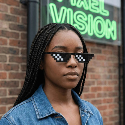 2Pcs Mosaic Sunglasses Cool Party Vintage Shades Eyewear For Men Pixelated Sunglasses Funny Women Glasses