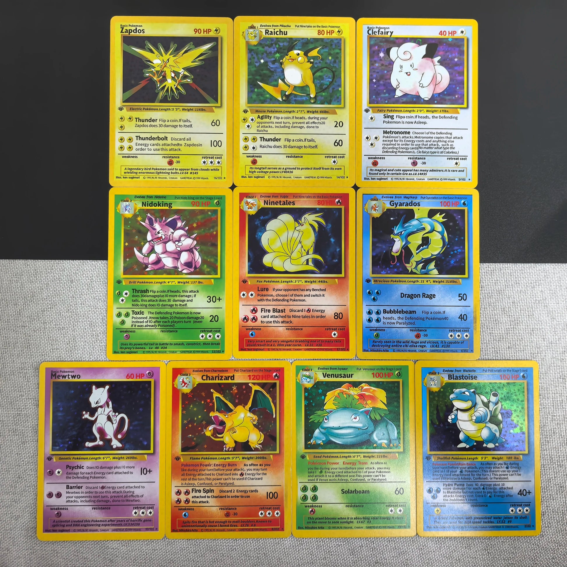 1996 First Generation Pokemon Trading Cards Rare Edition with Charizard  Mewtwo Venusaur Blastoise Classic Game Anime Gift Toys SS69 14.69 ZZXXK-10Pcs
