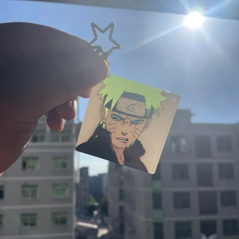 Naruto Keychain Acrylic Sunlight Uchiha Itachi Shining Eyes Rectangular Double Sided Pattern New Backpack Pendant Christmas Gift SS69 5.69 15