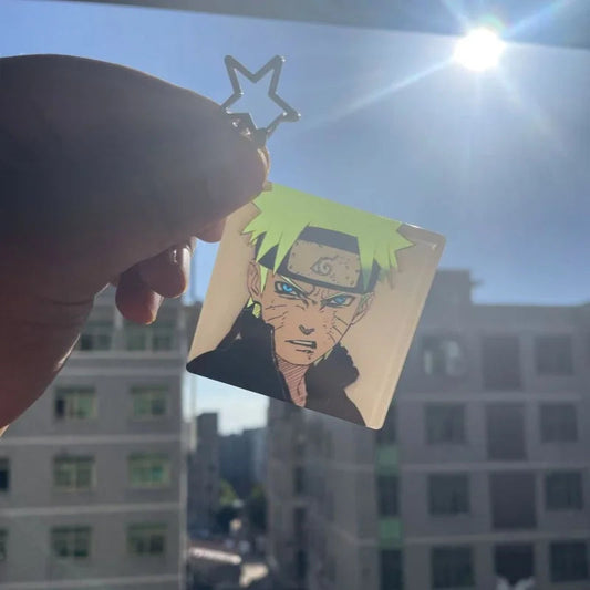 Naruto Keychain Acrylic Sunlight Uchiha Itachi Shining Eyes Rectangular Double Sided Pattern New Backpack Pendant Christmas Gift SS69 5.69 15