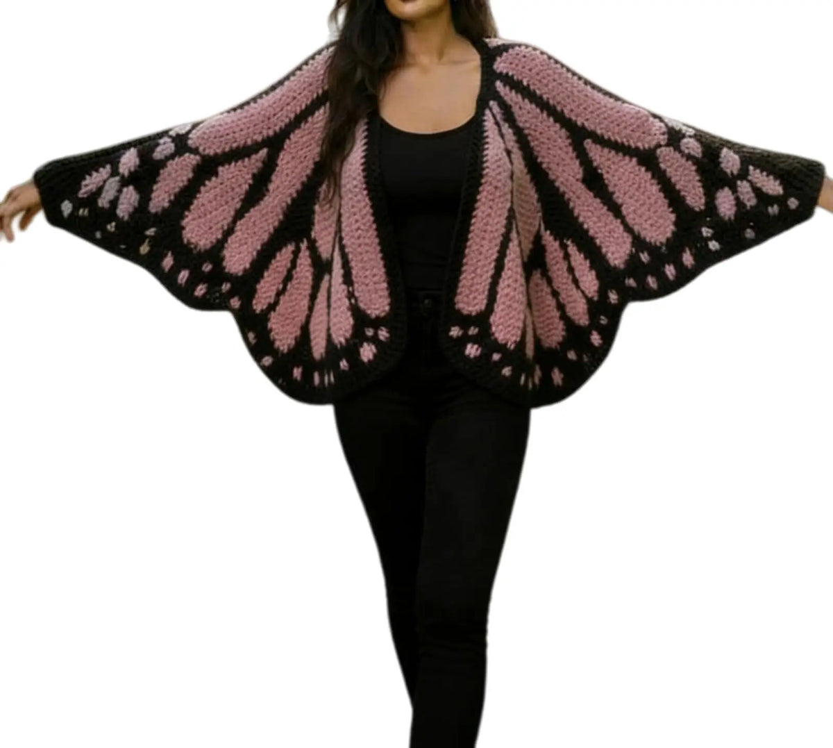 Monarch Butterfly Crochet Knit Cardigan Sweater with Wing Design Women's Fashion Butterfly Cardigan Mother's Day Excellent Gift