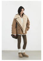 CHIC VEN Women's Cotton Motorcycle Jacket - Loose Casual Autumn Winter