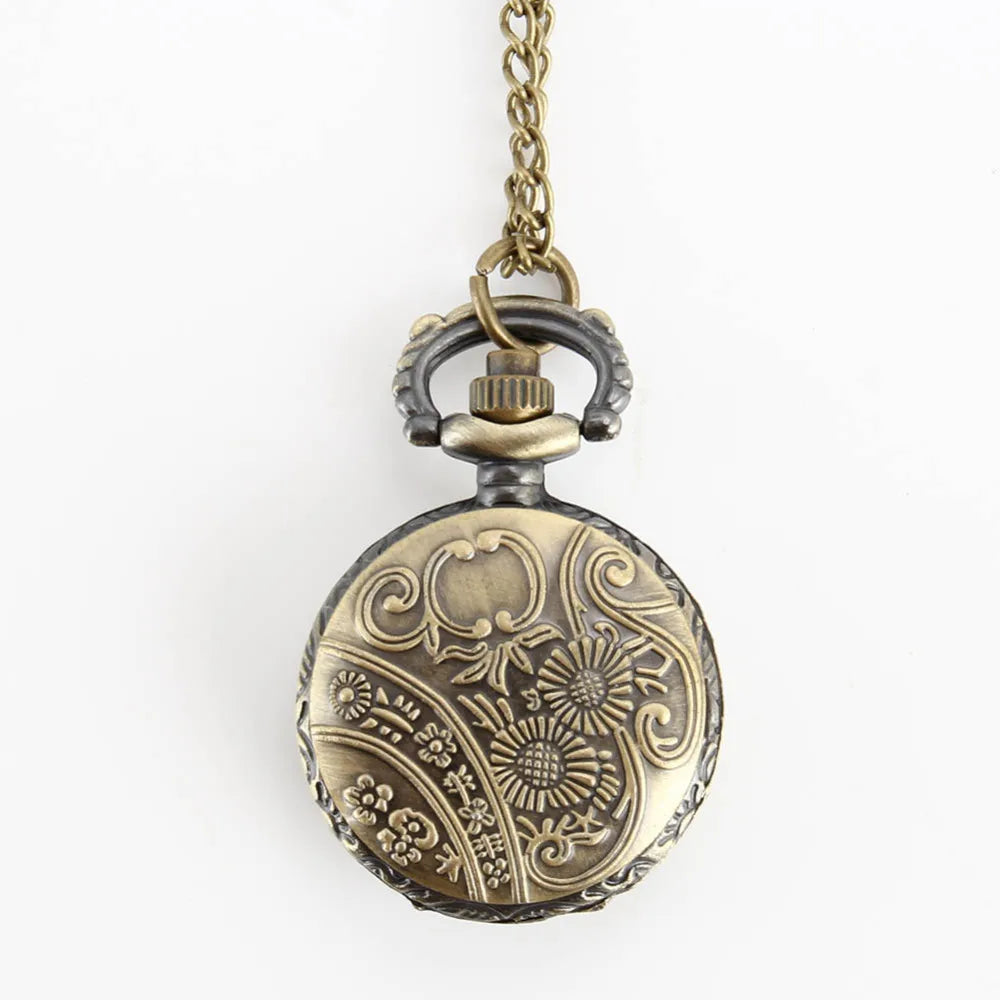 Fashion Women Quartz Pocket Watch Alloy Hollow Out  Butterflies Vintage Sweater Chain Necklace Pendant Clock Gifts SS69