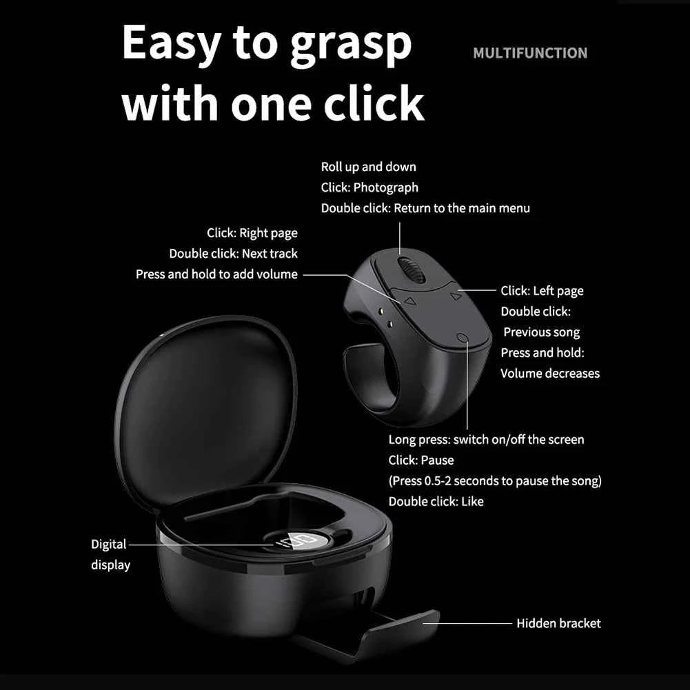 NEW Scrolling Ring Wireless Finger Shutter Remote Control Page Turner Phone Controller Camera Shutter Selfie Button For Tiktok