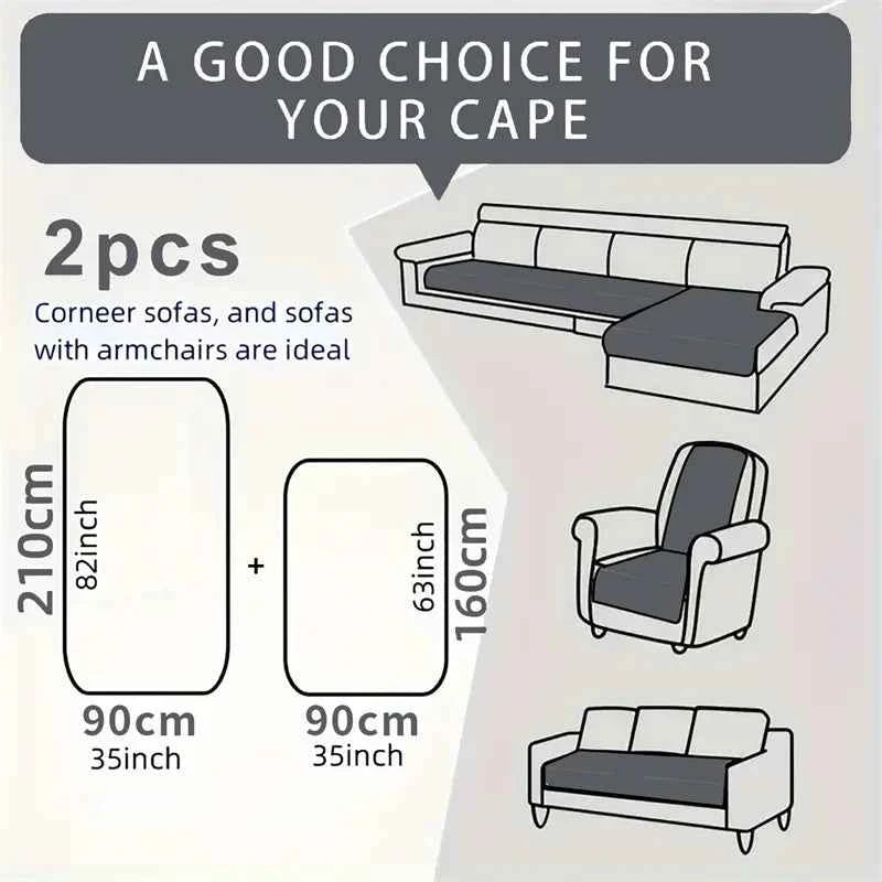 2pcs/Set Water Repellent Pets Kids Corner Sofa Seat Cover Anti Dirty Dog Bed Mattress Cover Non-Slip Chaise Longue Slipcover