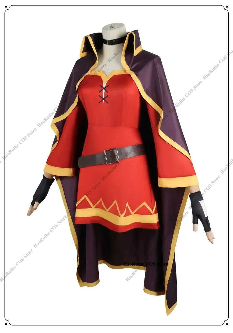 Megumin Cosplay Costume Set: Dress, Cloak, Hat - KonoSuba Sorceress