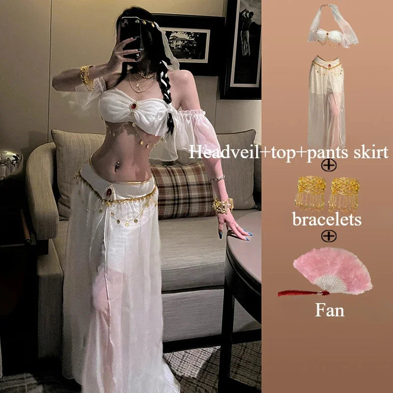 Belly Dance Costume Women's Sexy Arabian Princess Costume Fancy Indian Dance Embroider Bollywoods Jasmine Dress Egyptian Queen