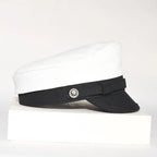 2025 New Navy Peaked Sailor Cap Men Women Summer Beret Hat Male Canvas Grey Eagle Belt Locomotive German Captain Casque