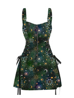 Dressfo 2025 Women's Dresses Allover Rose Print Half Zipper Lace Up Valentine's Day Mini Dress Summer Sleeveless Dress