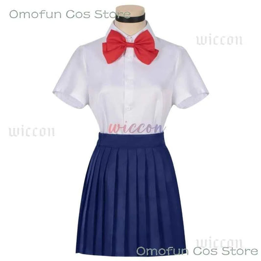 Momo Ayase Cosplay Costume Wig Anime Dandadan School JK Uniform Earrings Pink Sweater Skirt Halloween Party Women