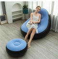 Inflatable Lounge Chair for Adults, Folding Portable Lazy Sofa with Foot Stool ,Air Couch Sofa for Livingroom and Bedroom