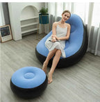 Inflatable Lounge Chair for Adults, Folding Portable Lazy Sofa with Foot Stool ,Air Couch Sofa for Livingroom and Bedroom