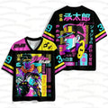 2026 Men's Women's Popular Anime JOJO Jotaro Kujo Street V-neck Jersey Harajuku Printed Breathable Sports Short T-shirt Tops