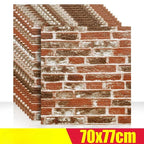 3D Foam Brick Wall Stickers, Waterproof Peel & Stick Panels 70x77cm