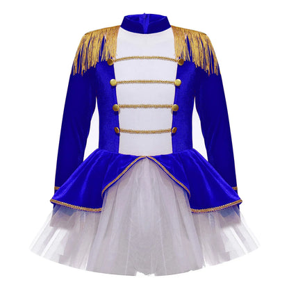 inlzdz Women's Circus Ringmaster Costume Sequin Tassel Leotard Dress
