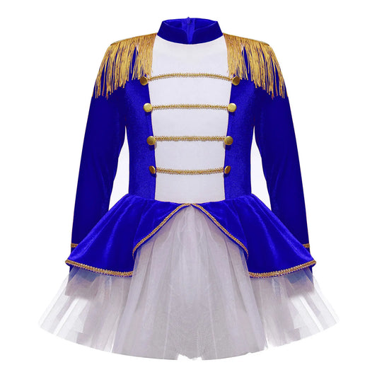 inlzdz Women's Circus Ringmaster Costume Sequin Tassel Leotard Dress