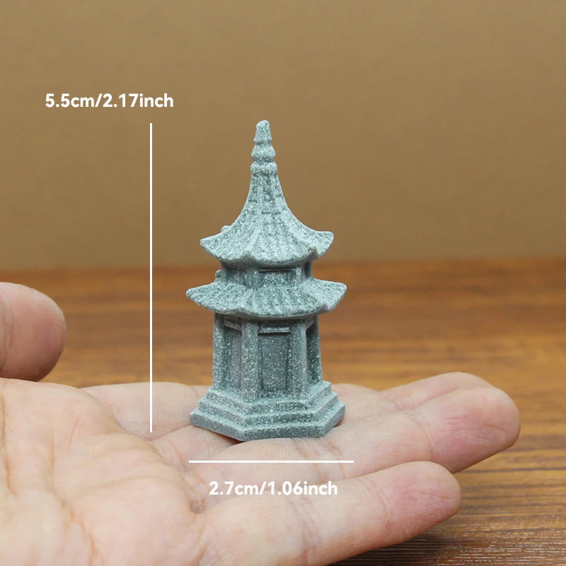 Miniature Sandstone Zen Tower for Bonsai Garden & Fish Tank