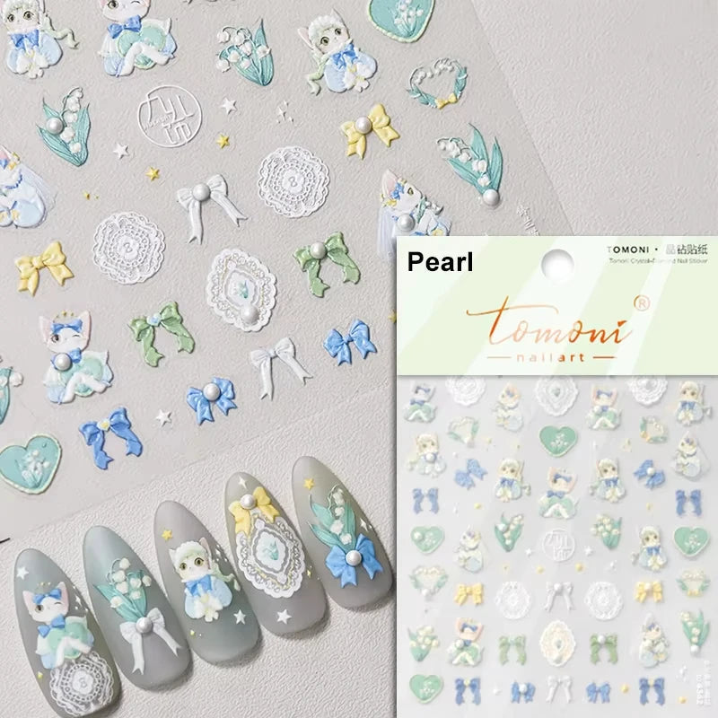 Cute Jelly Pink Cat Paw Print Nail Sticker Kawaii Pink Black Cat Claw 5D Embossed Self-Adhesive Nail Art Sticker Nail Art Decal SS69 7.69 TO4342