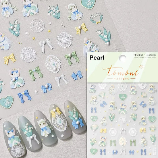 Cute Jelly Pink Cat Paw Print Nail Sticker Kawaii Pink Black Cat Claw 5D Embossed Self-Adhesive Nail Art Sticker Nail Art Decal SS69 7.69 TO4342