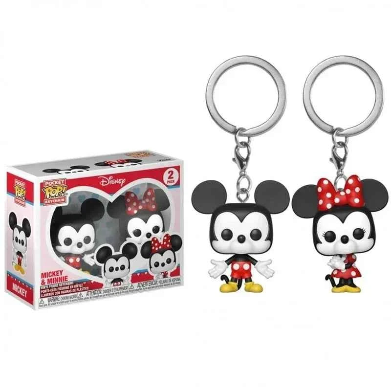 New 22 Styles Funko Pocket pop Keychains Mickey Mouse Minnie Donald Duck Stitch Angel Elvis TIKI Lilo Scrump Vinyl Figure Toys