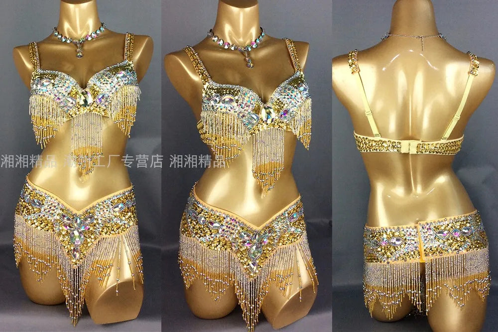 Sexy Girl Belly Dance Costume Wear Bar+Belt 2pc Set 10 Colors Ladies Bellydancing Costumes Bellydance Clothes