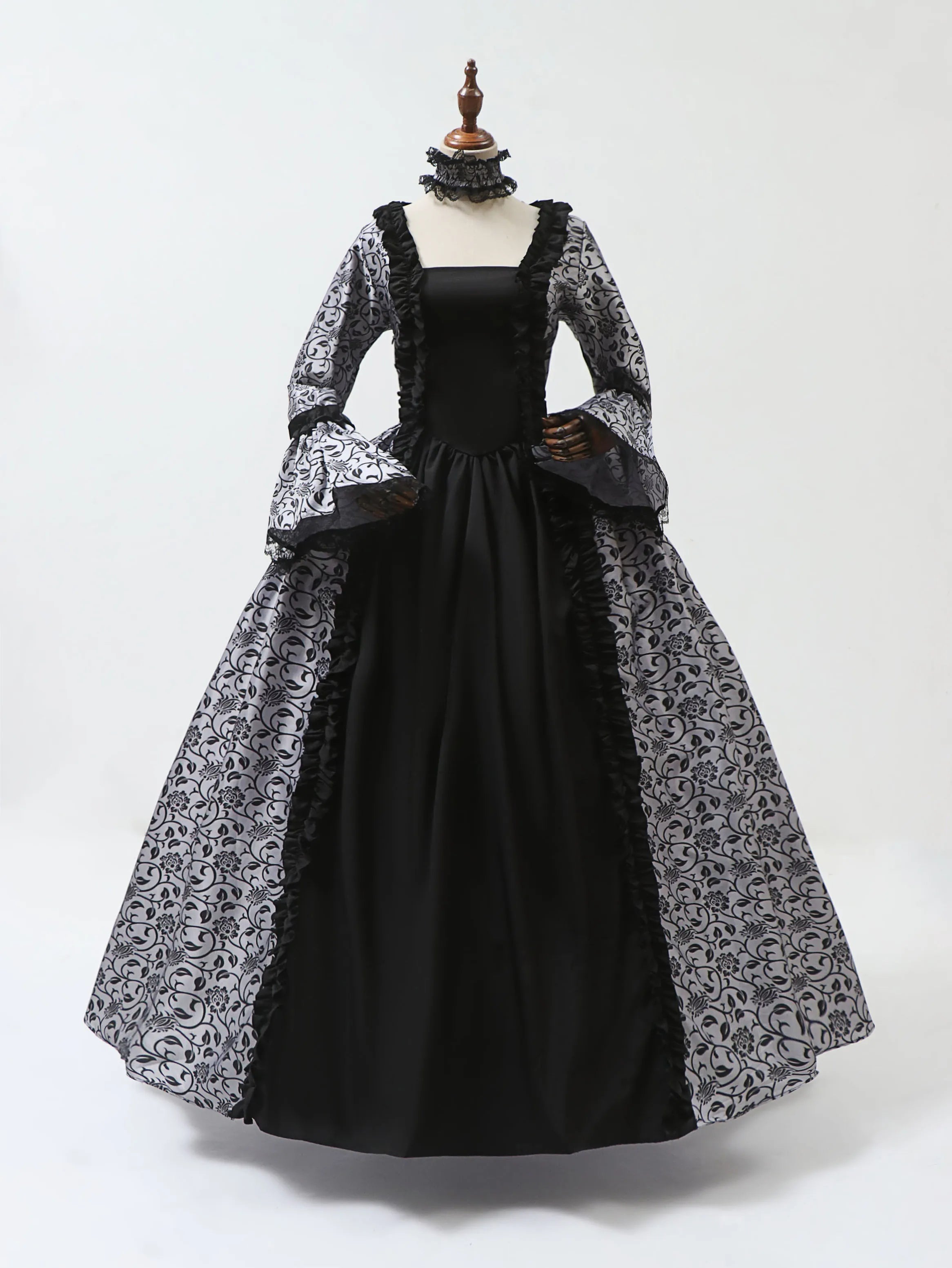 Cosplay Marie Antoinette Dress Medieval Flare Sleeve Victorian Party Formal Gown Renaissance Gothic Floral Robe