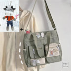 Waterproof Canvas Messenger Bag with Patchwork Design