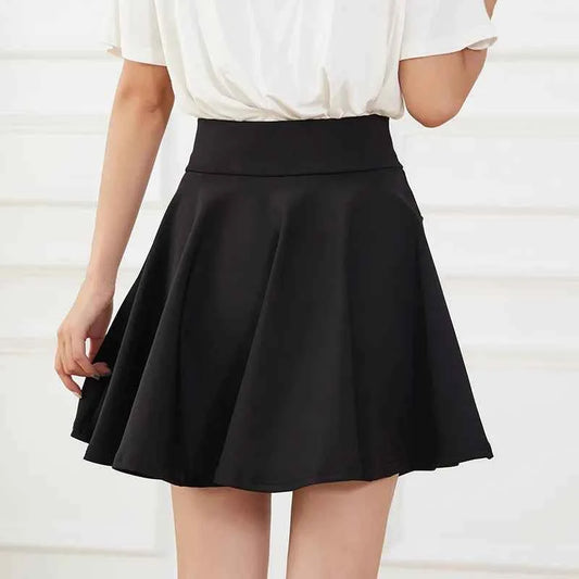 New Black Pocket Shorts Skirt Women's Basic Safety Pants Skirts School Flared Casual Mini Skater Medium Pleated Plus Size 4XL