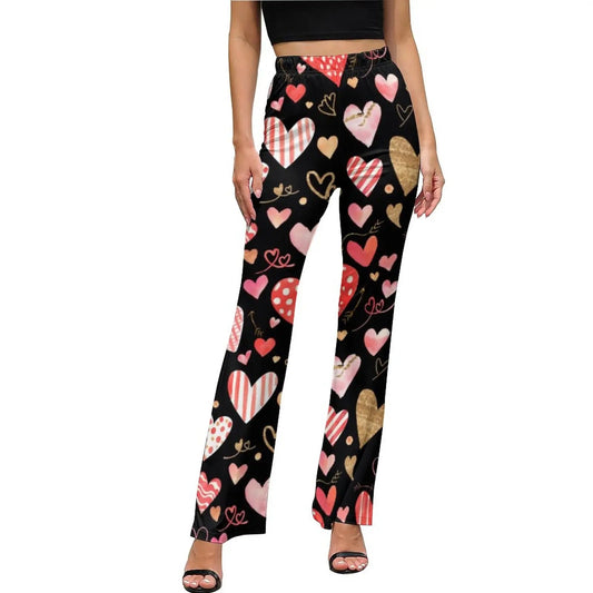 Heart Confetti Pants Elastic Waist Pink Valentines Day Streetwear Flare Pants Summer Casual Pattern Oversize Trousers SS69 33.69 style-2 / L / CHINA