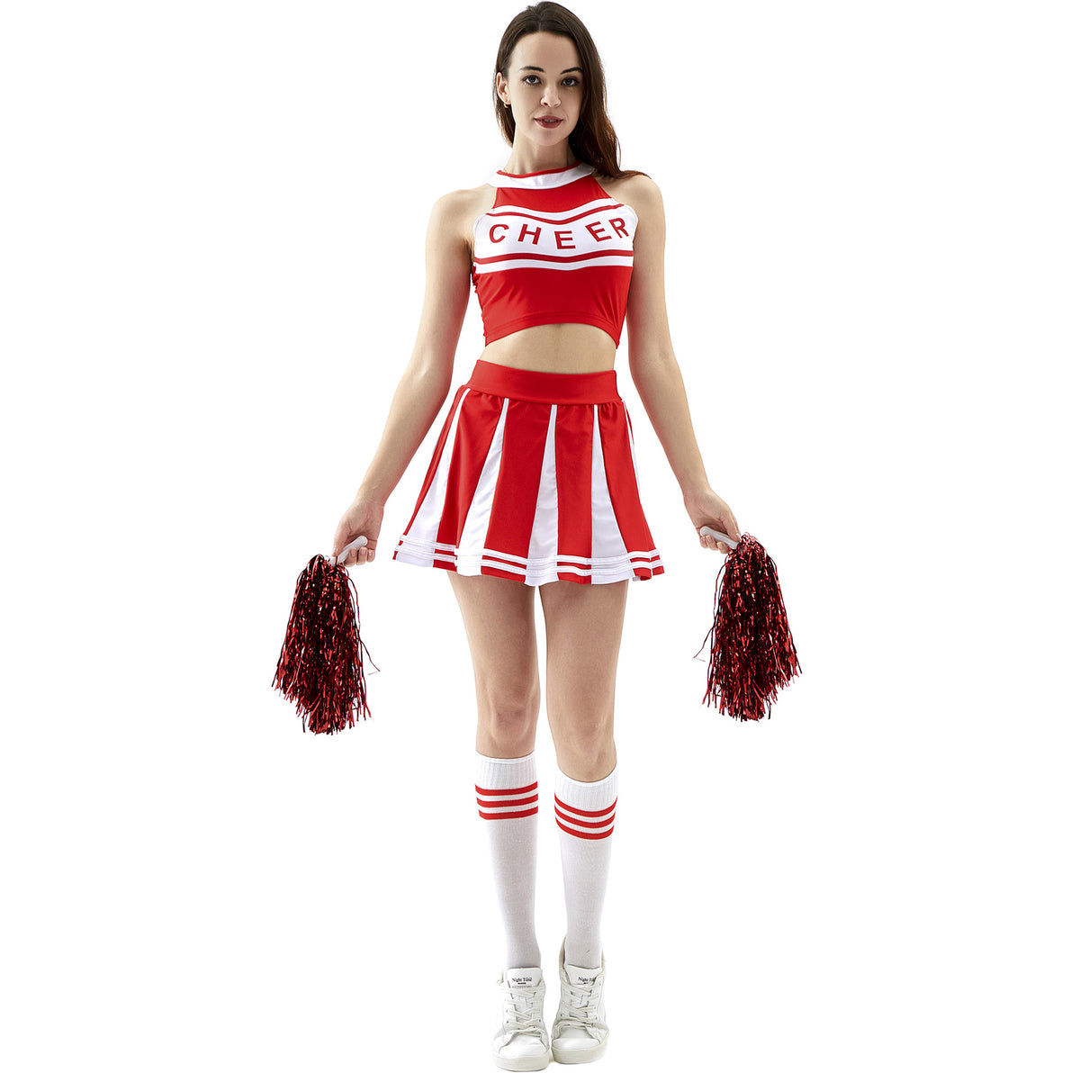 New sexy female student cheerleading costume women's adult cheerleading uniform dance uniform sleeveless crop top with mini p