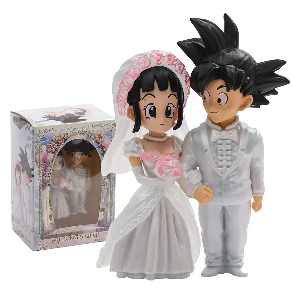 Dragon Ball Anime Figure Son Goku Figures Goku Chichi Wedding Scene Series 9cm Q-Version Figurine Statue Pvc GK Decoration Gifts SS69
