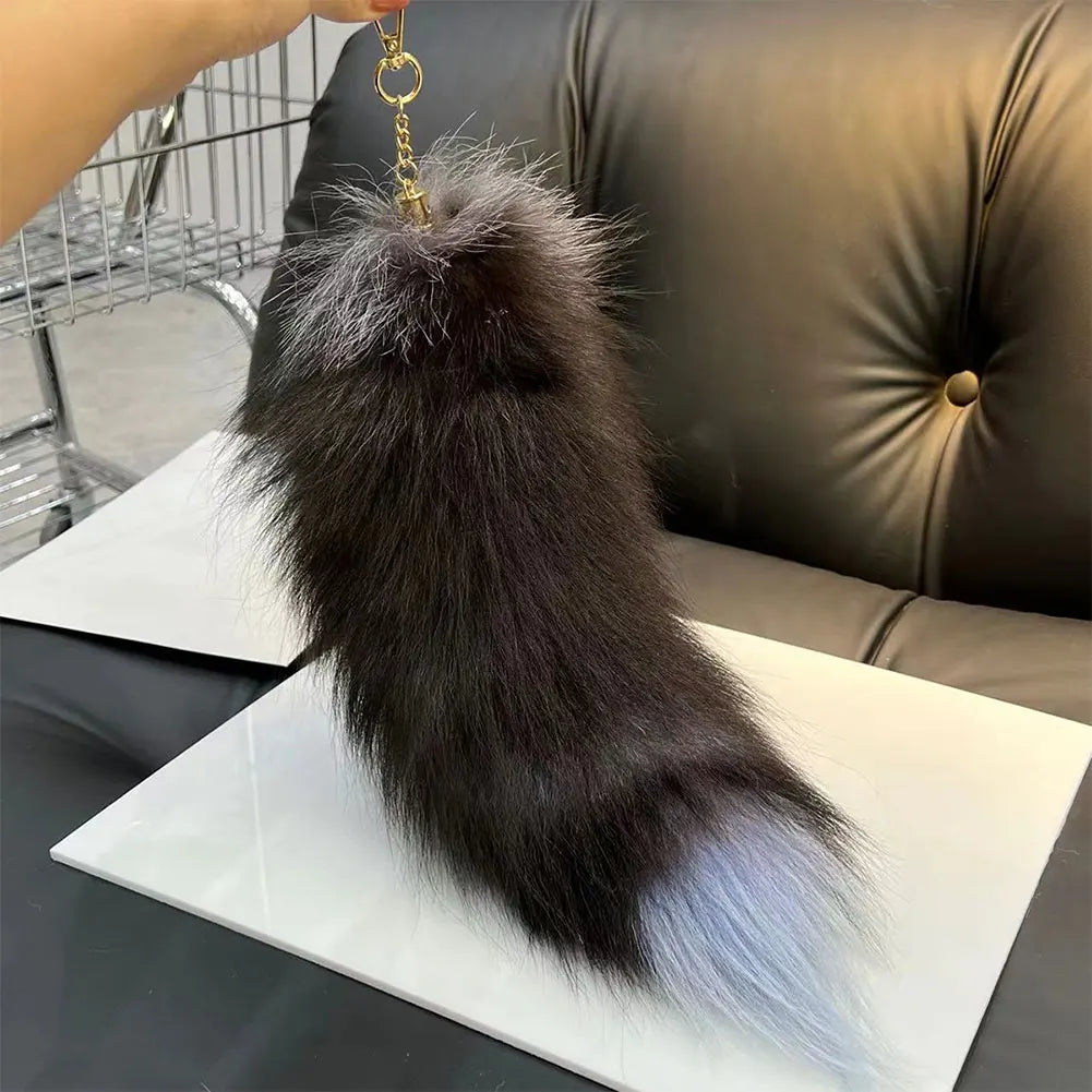 Huge Fluffy Faux Fur Fox Tail Keychain Bag Charm