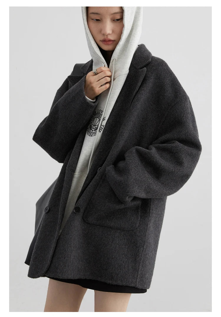 CHIC VEN Women's Wool Blend Double-Breasted Coat
