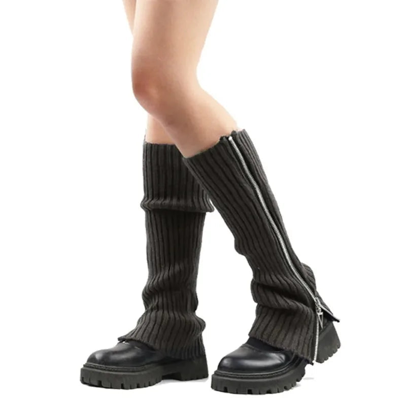 Gothic Women's Striped Leg Warmers Lolita Long Socks Knitted Leggings Japanese Sweets Winter Socks Kawaii Arm Ankle Warmers Y2k SS69 13.69 dark grey / One Size