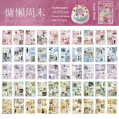 45pcs Japanese Retro Early Style Manga Cut Film Sticker Book Kawaii Girl Scrapbook Journal DIY Deco Cute Showa Phone Case Decals SS69 25.69 Lazy Weekend 50sheet