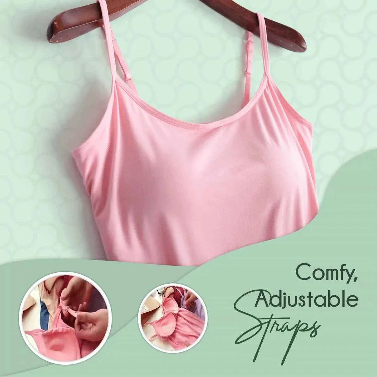 Cami Bra – Women's Camisole With Built In Padded Bra Vest Dropshipping As Seen on Tiktok Pink Top For Women Pajamas Home Wear