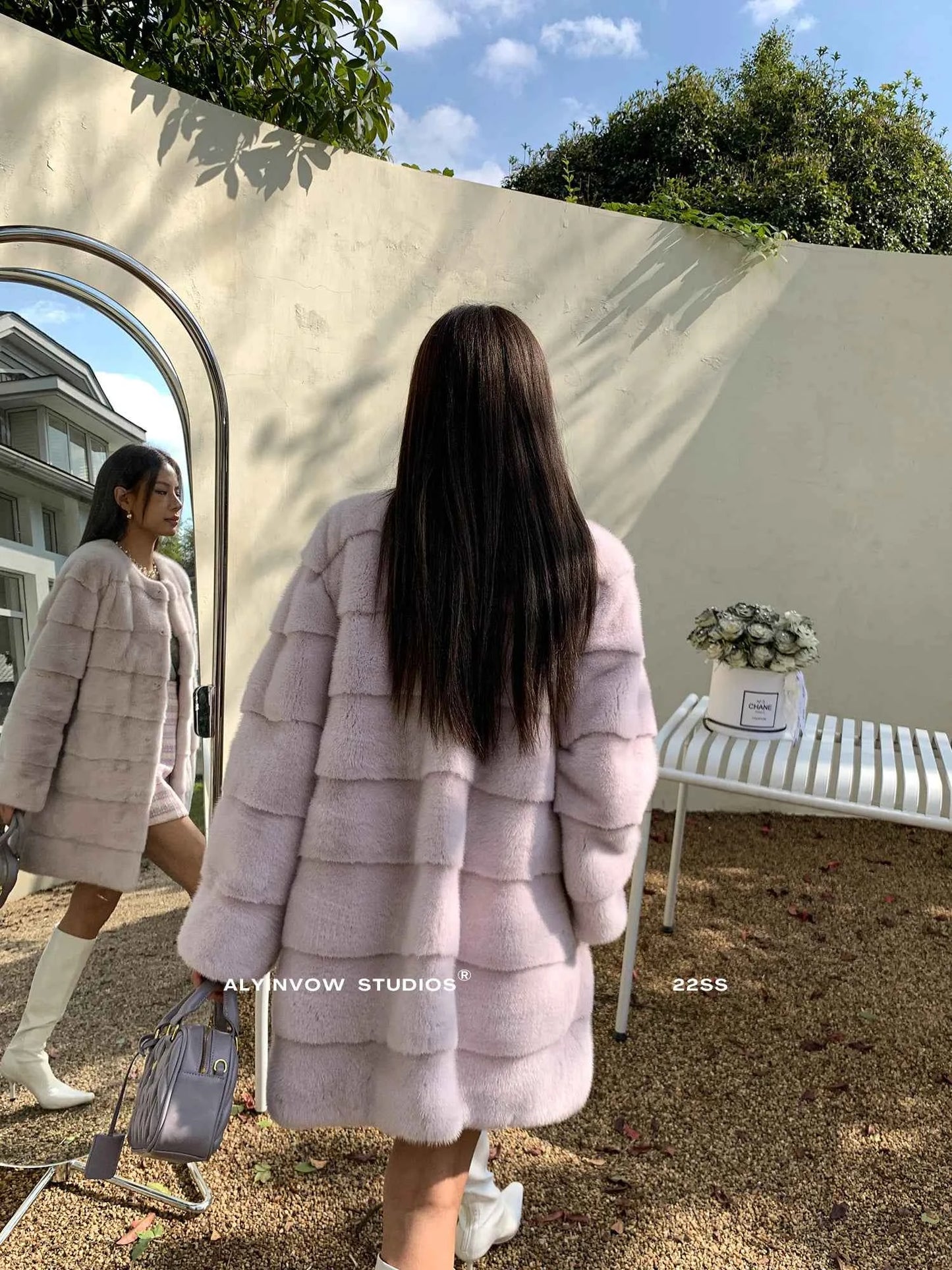 HDHOHR 2025 New 100% Real Mink Fur Coat Women Fashion Essential Natural Mink Fur Jackets Warm Royel Blue Winter Fur Coat