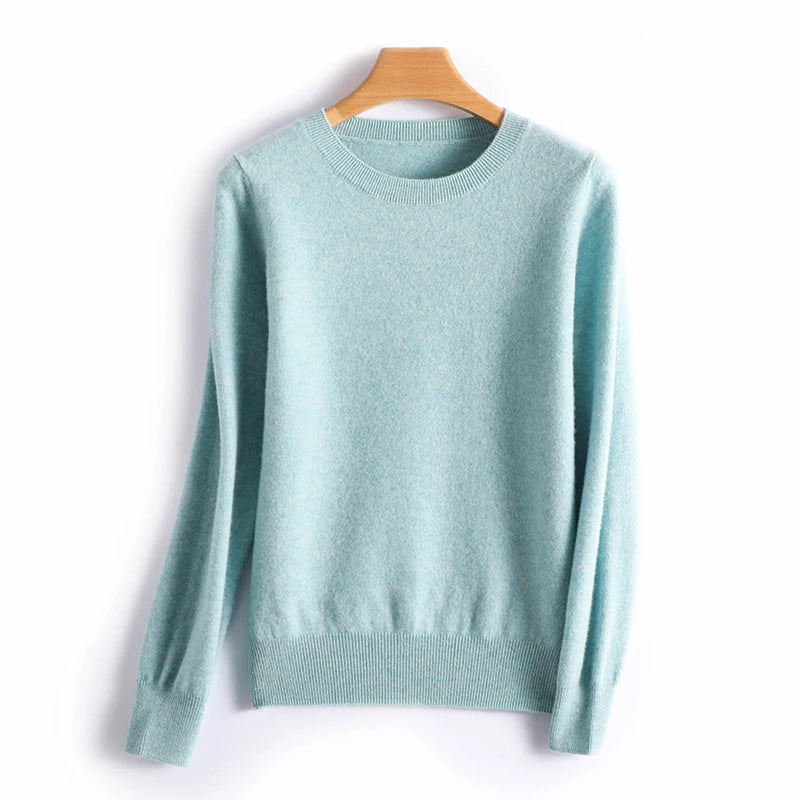 Autumn And Winter Cashmere Sweater Women's Crew Neck Pullover Casual Knitted Top Women's Short Undercoat Fashion 18 Colors SS69